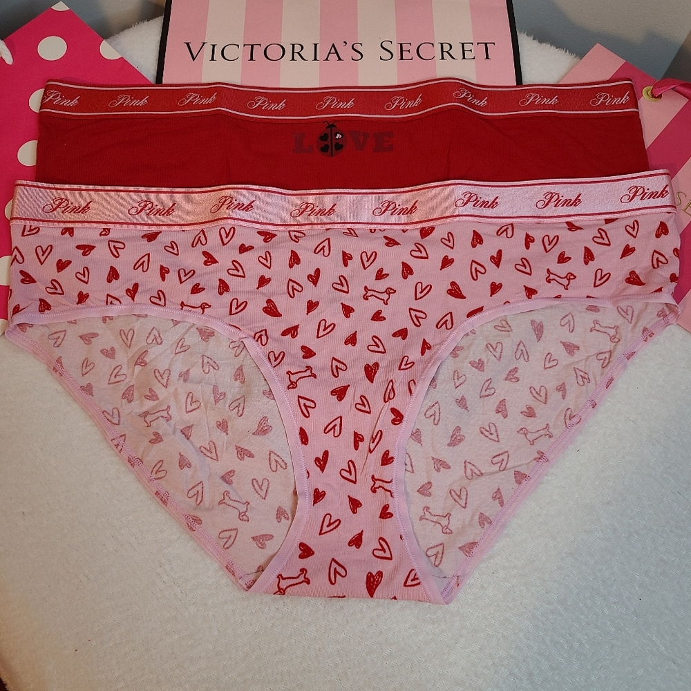 VS PINK 2pk Logo Band Cotton Hiphugger Panties Size XXL